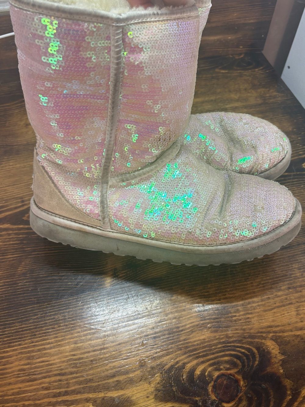 UGG white Sequin Boots Size 9